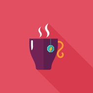 hot tea flat icon with long shadow eps10 N12