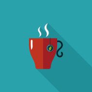 hot tea flat icon with long shadow eps10 N14