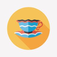 coffee cup flat icon with long shadow eps10 N11