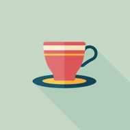 coffee cup flat icon with long shadow eps10 N12