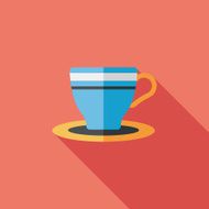 coffee cup flat icon with long shadow eps10 N13