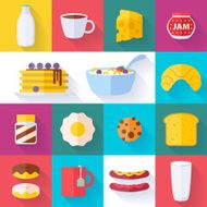 Set of colorful breakfast icons