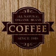 Vintage Coffee Label on Aged Wood N9