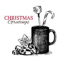 Vintage sketch for Christmas card or invitation design N2