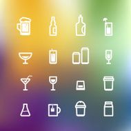 White drink icons clip-art on color background Design elements