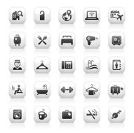 White Button Icons Set N11