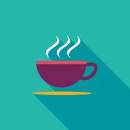 coffee flat icon with long shadow N16