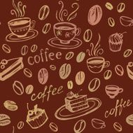 Coffee Background Vector Seamless Pattern N3