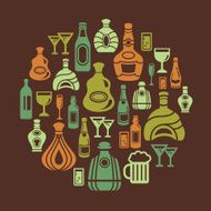 Alcohol Icons in Circle Shape