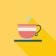 coffee flat icon with long shadow N18