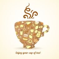 Mug with tea pattern isolated background