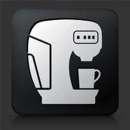 Black Square Button with Coffee Maker Icon N2