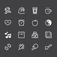 healthy element vector white icon set 1 on black background