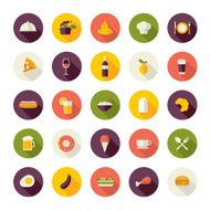 Set of colorful restaurant icons