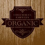 Vintage Coffee Label on Aged Wood N11