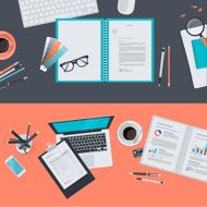 Set of flat design concepts for creative project business