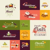 Set of flat design icons for organic food and drink