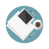 Flat vector icon for blogger work table