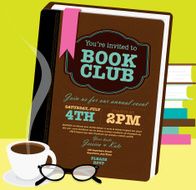 Book club event invitation design template with retro glasses