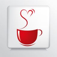 Square Icon with Coffee Cup Silhouette and Heart Shaped Steam N2