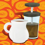 Tea Pot with Plunger on Seamless Paisley