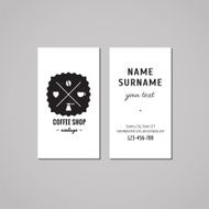 Coffee shop business card design concept Logo-badge with cross