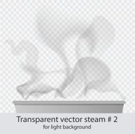 Vector transparent dark steam over cup on light background