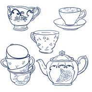 Vector set with teapots and teacups N5