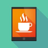 Tablet pc icon with a coffee mug