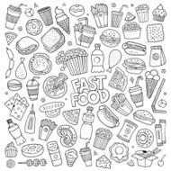 Fast food doodles hand drawn vector symbols N3
