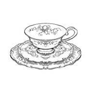 Hand made sketch of tea sets Vector illustration N5
