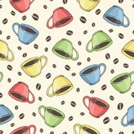 seamless pattern with cups and coffee beans N3