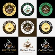 Set of retro coffee badge label logo