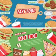 Fast food concept banner flat style vector horizontal templates