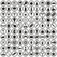 100 food and drink icons set N2