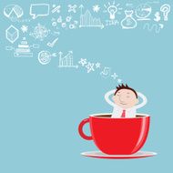 Businessman thinking in a cup - Vector