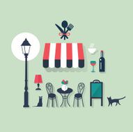 holidays and vacation flat vector french icons for bistro