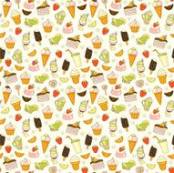 Seamless vector food background with sweets