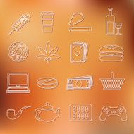 addiction outline icons