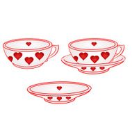 Cup with saucer red hearts vector