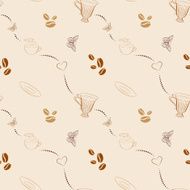 seamless pattern with coffee beans and cups N3