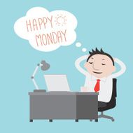 Businessman thinking happy Monday - Vector