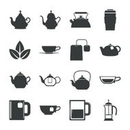 Tea Icons Set on White Background Vector