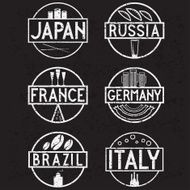 international food marks grunge labels set N2