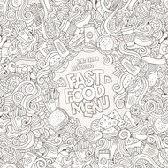 Fast food doodles elements frame background N3