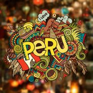 Peru hand lettering and doodles elements background N5