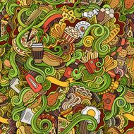 Seamless doodles abstract fast food pattern N3