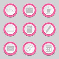 Office Work Pink Vector Button Icon Design Set N11