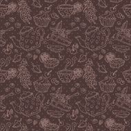 Ornament seamless pattern with tea party objects N7
