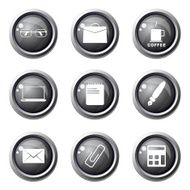 Office Work Black Vector Button Icon Design Set N13